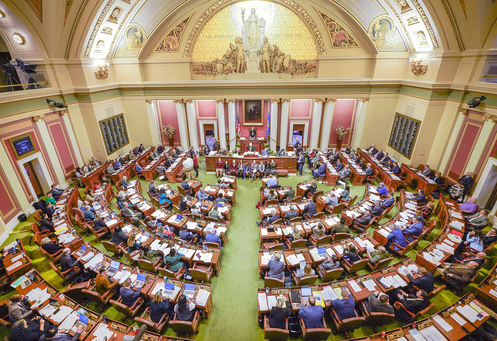 The Minnesota House passed HF669 91-43 Monday evening. The bill proposes $1.5 billion in general obligation bonding for public works projects across the state. (House Photography file photo)